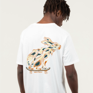 Skateboarding Rabbit Print Unisex Oversized T-shirt